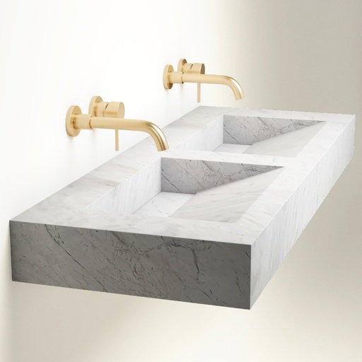 Plan 2 Vasques, 121x46x12, Marbre Elba White, Lake