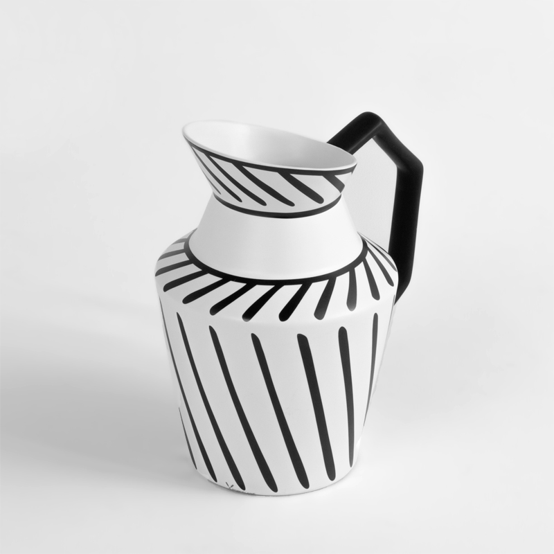 Vase en céramique avec anse, Noir et Blanc
