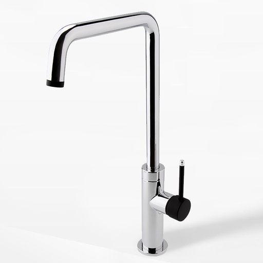 Mitigeur lavabo bec haut, finition chromée et mitigeur noir, Olip