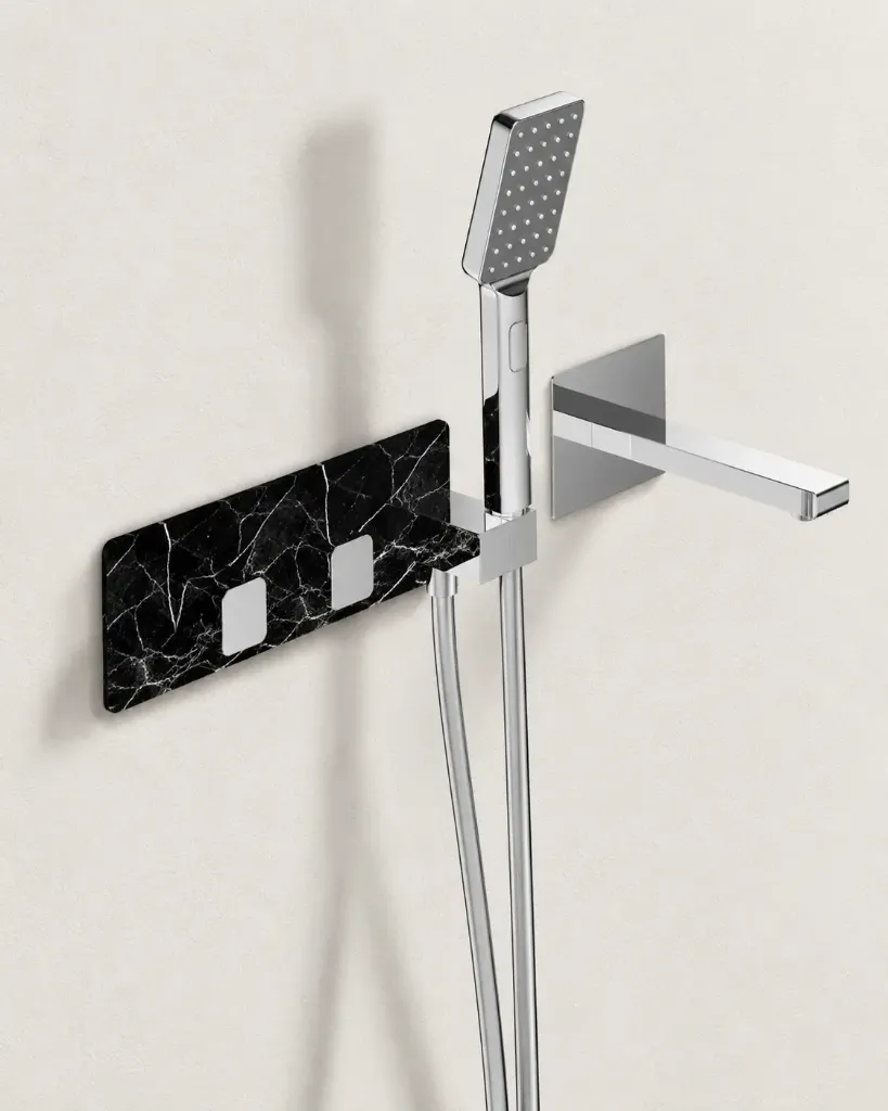 Mitigeur thermostatique bain douche, à encastrer, Infinity Elements, 2 finitions marbre