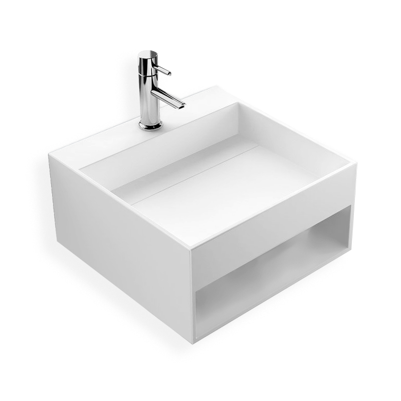 Lave mains suspendu 50x50 cm, matière composite, Mineral