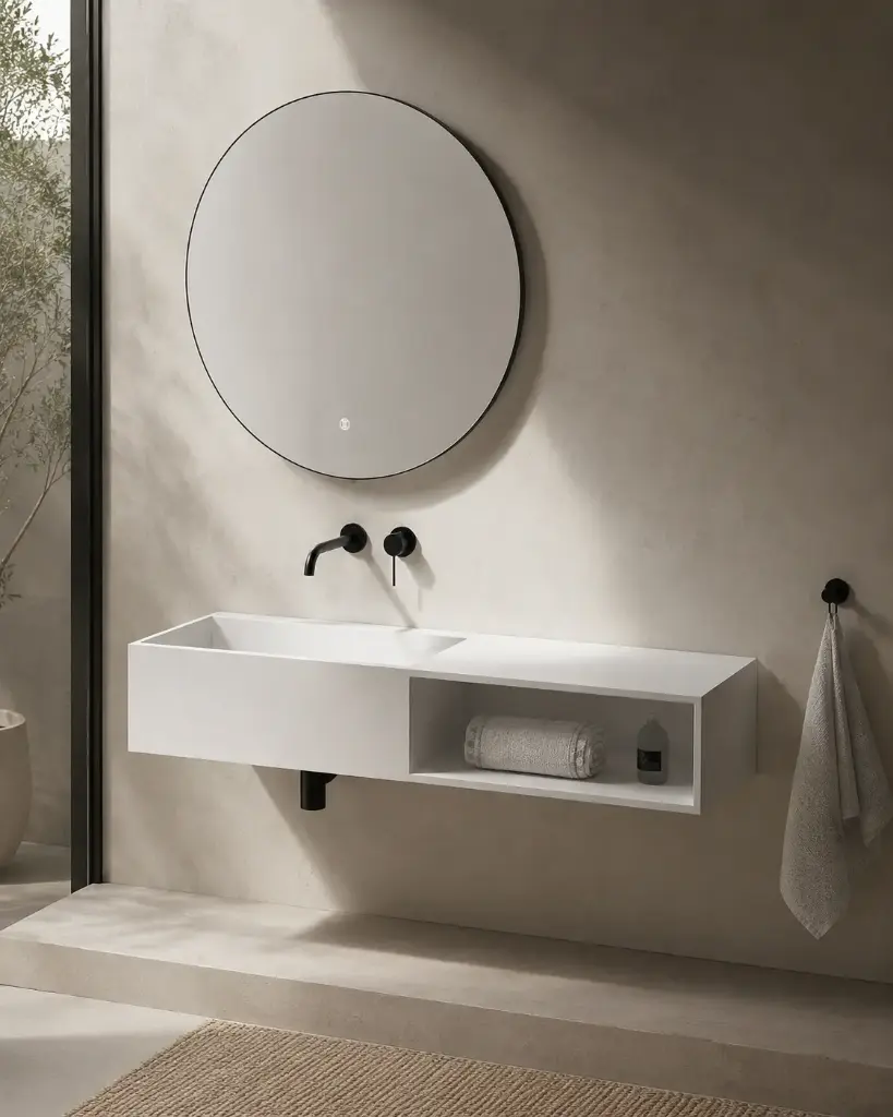 Lavabo suspendu Mineral 120x40 cm, matière composite