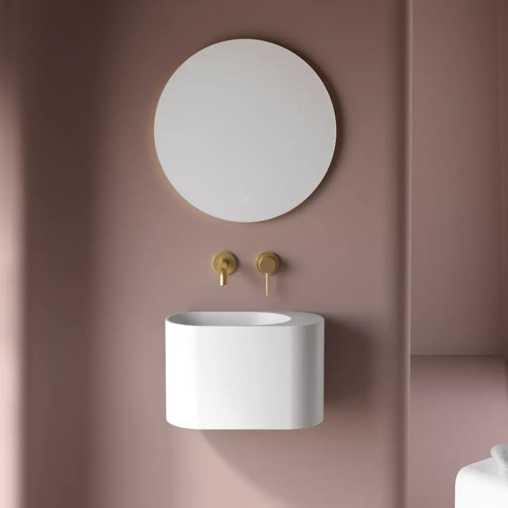 Lave-mains 43 x 22 cm, sans trou de robinet, blanc mat, Ovalo