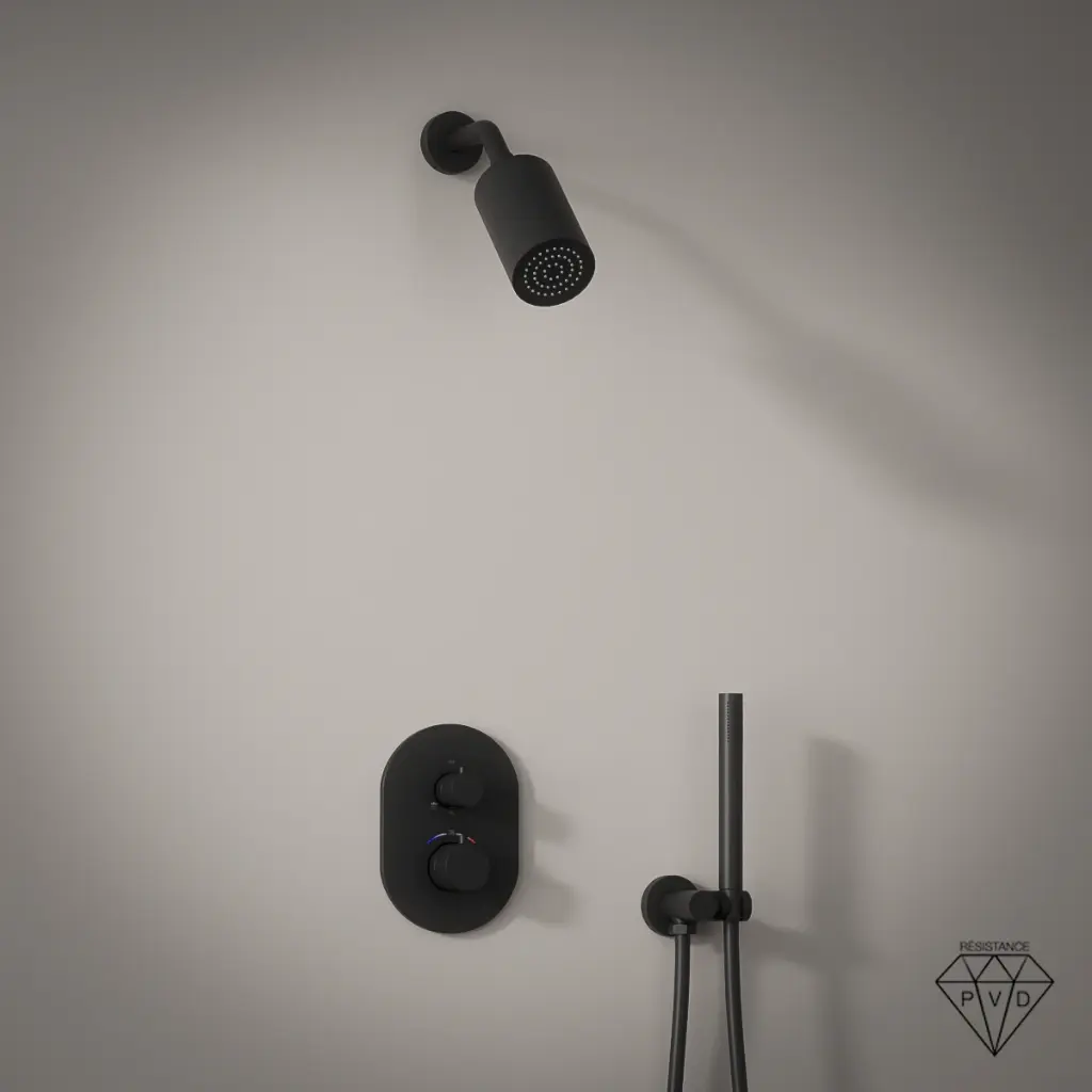 Douche thermostatique, douche épaule, noir, Châtelet