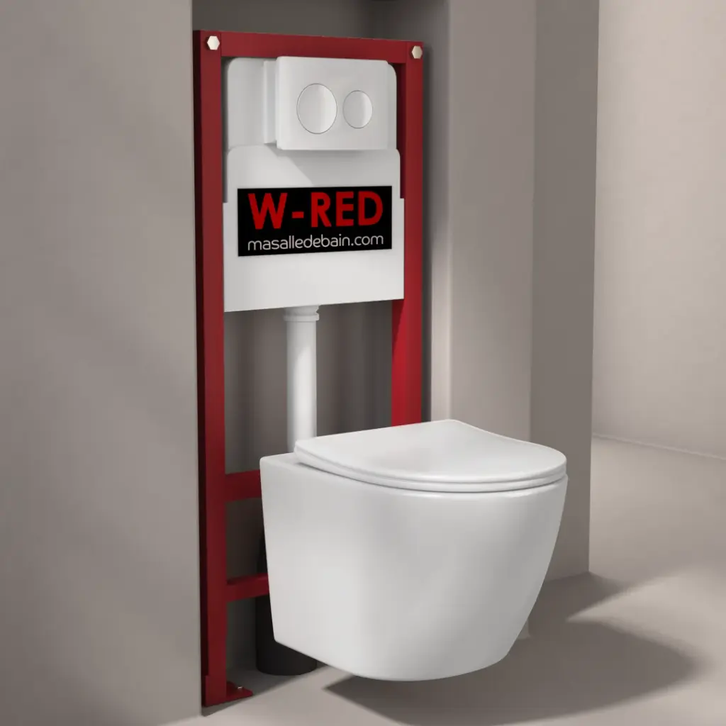 PACK Bati-support blanc brillant STANDARD Autoportant W-RED + plaque + WC Célia