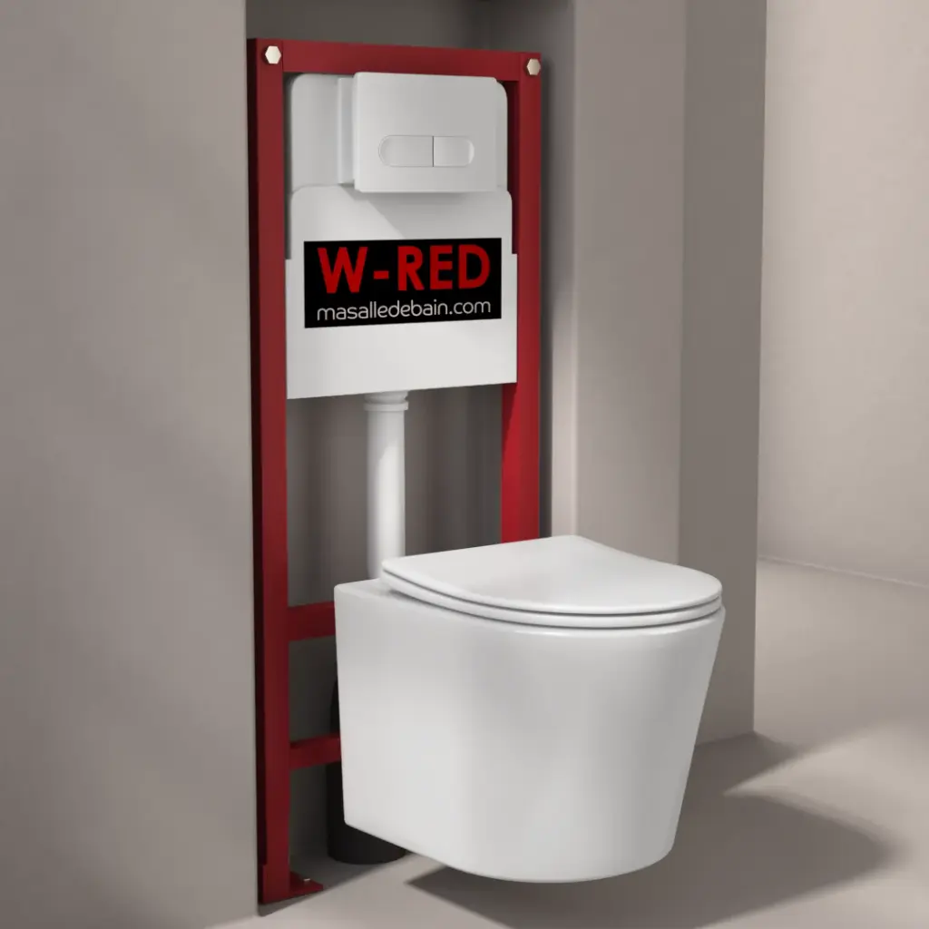 PACK Bati-support blanc brillant STANDARD  Autoportant + plaque W-RED + WC Flavia
