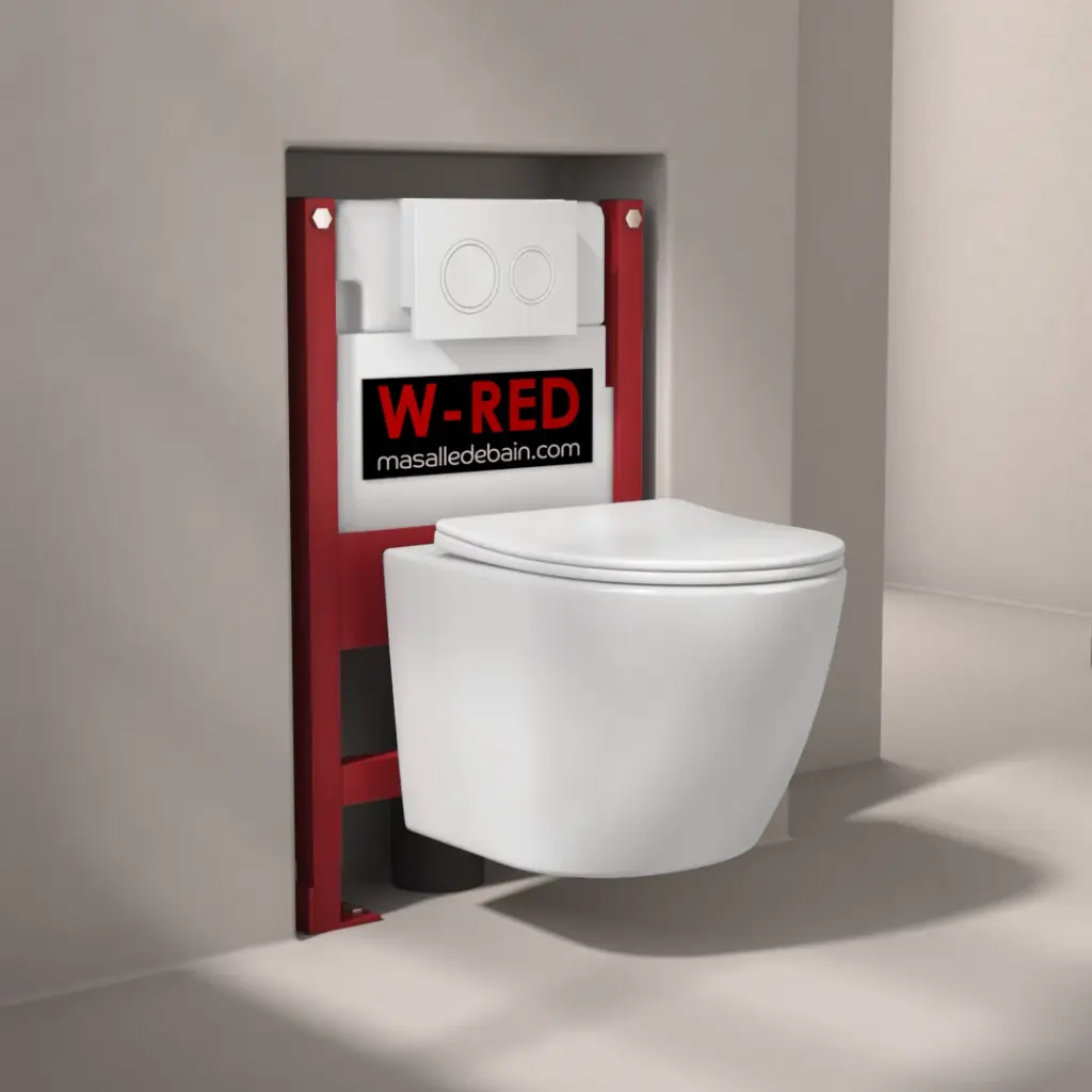 PACK Bati-support FAIBLE HAUTEUR Autoportant W-RED + plaque blanche + WC Célia