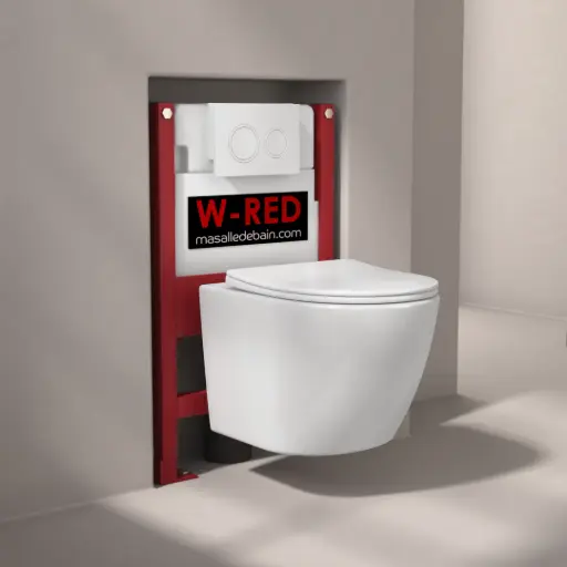 PACK Bati-support FAIBLE HAUTEUR Autoportant W-RED + plaque blanche + WC Kivu