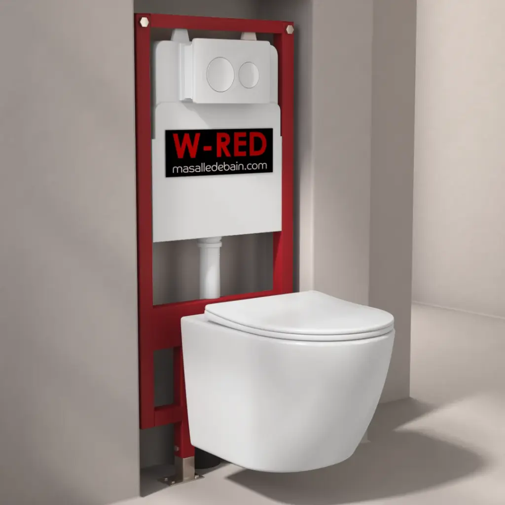 Pack Bati-support blanc brillant EXTRA PLAT W-RED+ plaque blanche + cuvette Célia