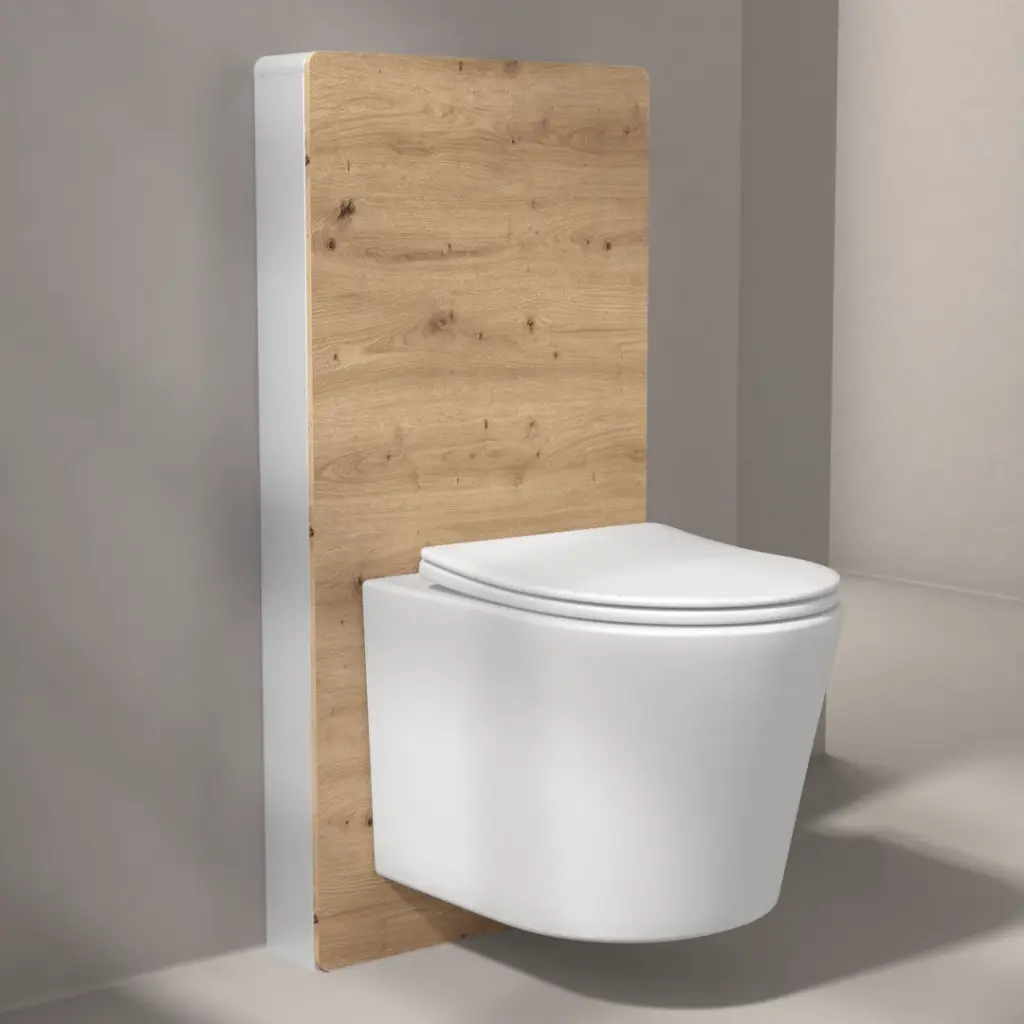 Bâti autoportant bois Amazonia Elo + Capteur + WC suspendu blanc mat, Flavia