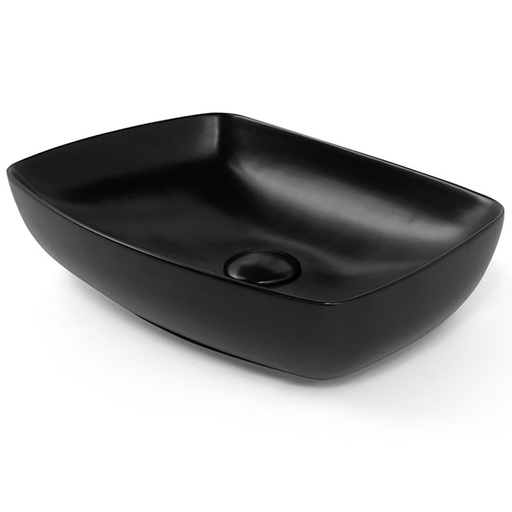 Vasque à poser 54,2 x 38,6 cm rectangulaire, céramique, Noir mat, made in France, Desvres