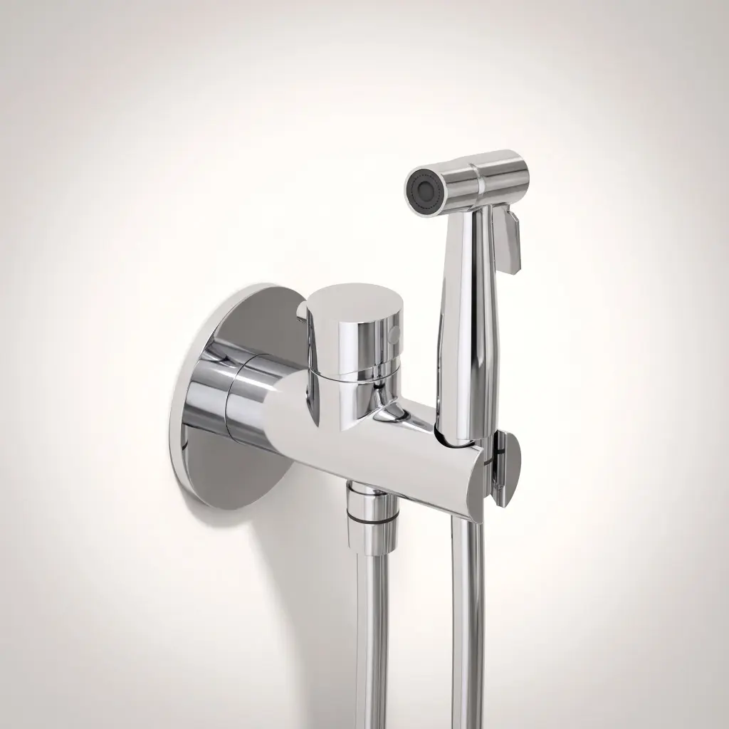 Set douchette hygiénique encastrée, chromé, Châtelet