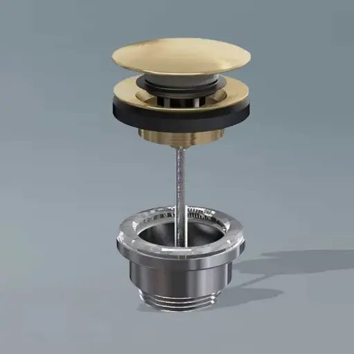 Bonde lavabo clic-clac ou fixe universelle en laiton finition doré brossé