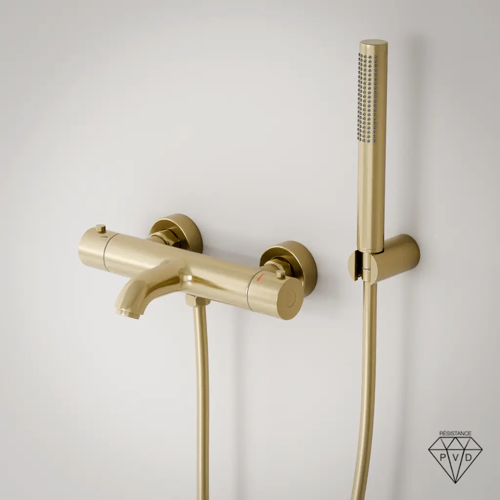 Mitigeur thermostatique bain-douche, doré brossé, Châtelet