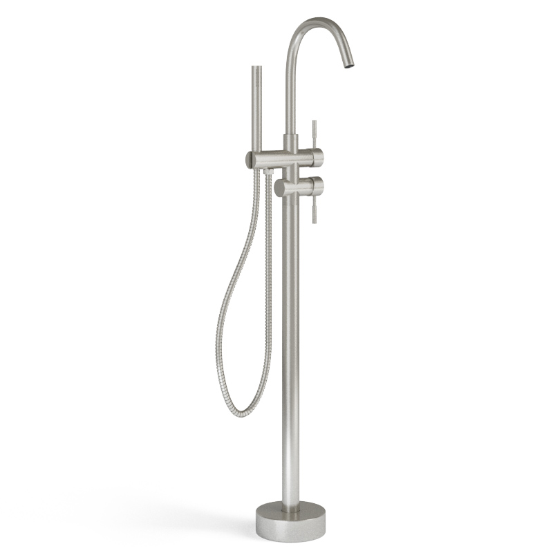 Robinet mitigeur de baignoire sur pied, inox brossé, Châtelet