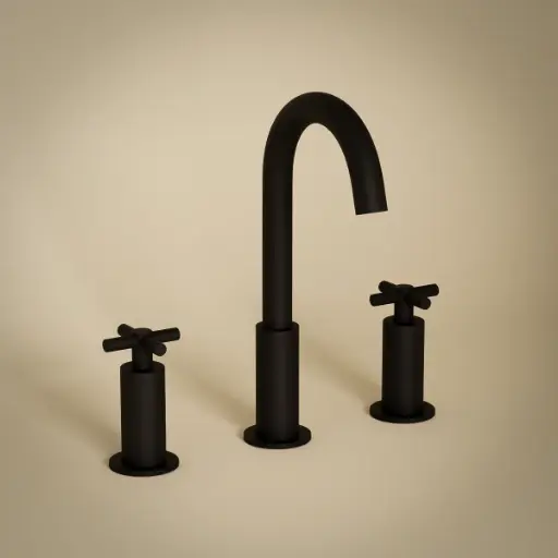 Robinet mélangeur lavabo 3 trous, noir mat, Cross II
