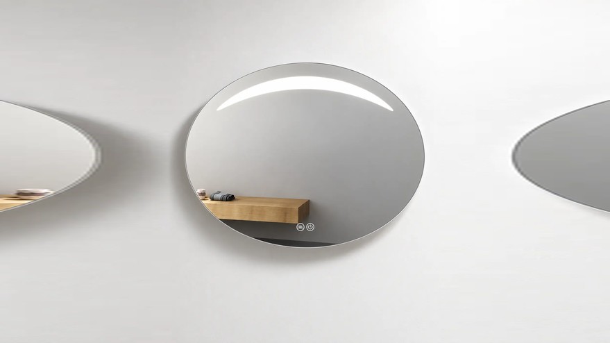 Miroir lumineux LED demi-lune, 100x70 cm, Luna100