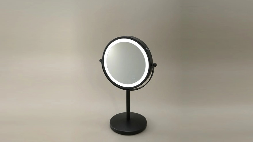 Miroir cosmétique grossissant  5X + Led, Noir mat, Elvire