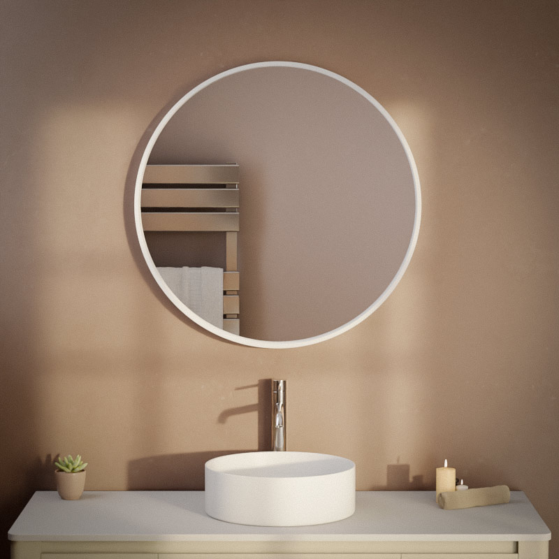 Miroir minéral , Ø70 cm, matière composite minérale, Rond