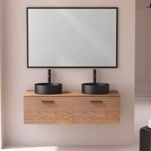 Meuble vasque suspendu 120 cm, Noyer, Rive Gauche