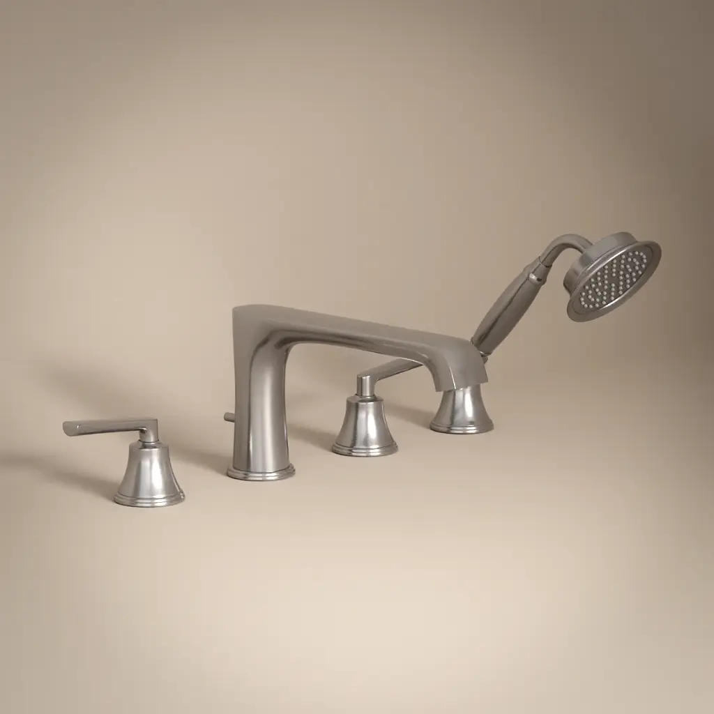 Robinet mélangeur bain douche sur plage, Inox Brossé, Art Déco