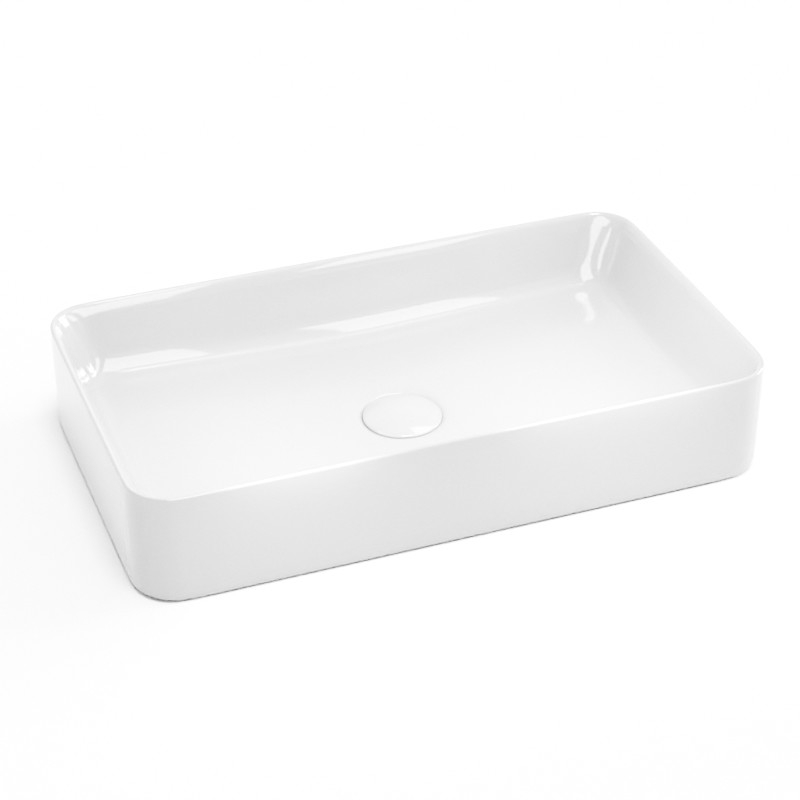 Vasque à poser rectangulaire, Blanc brillant, 61x35x11CM, Art