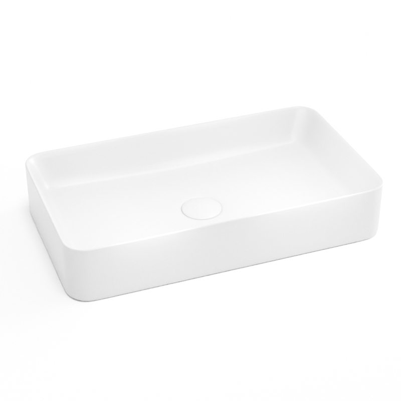 Vasque à poser rectangulaire, Blanc Mat, 61x35x11.2cm, Art