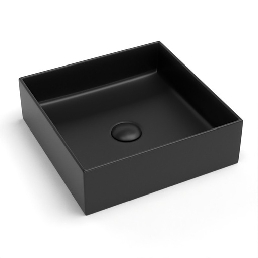 Vasque à poser 41 x 41 cm carrée, céramique, Noir mat, made in France, Desvres 