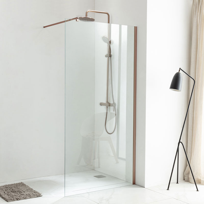 Paroi de douche fixe 60 à 160 cm, profilé doré rose brossé, Altea