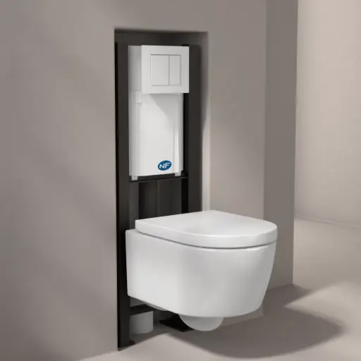 Bâti compact WIRQUIN + Plaque de déclenchement blanche + WC suspendu Alto Rimless - Pack WC suspendu