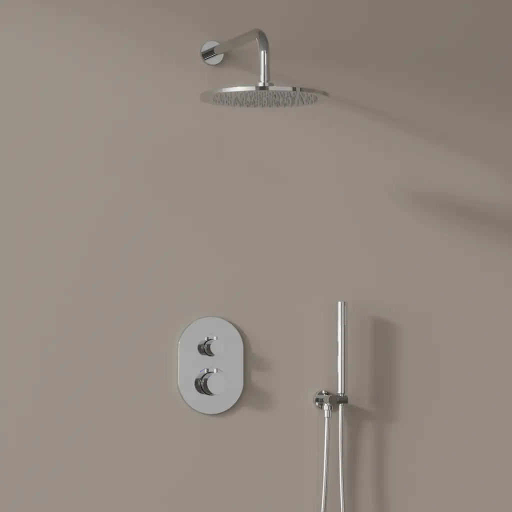 Composition mitigeur de douche thermostatique encastré chromé, Châtelet