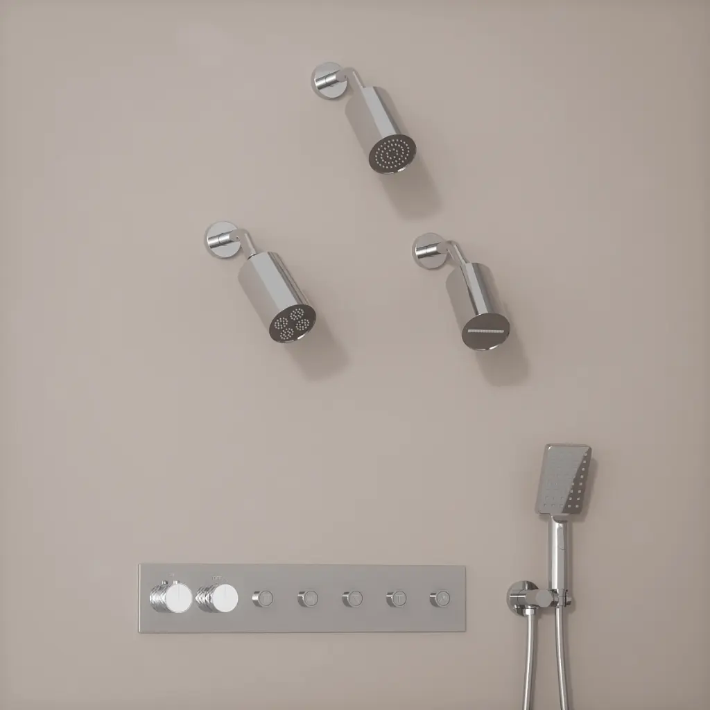 Douche thermostatique, 3 douches épaules hydromassantes, chromé Châtelet