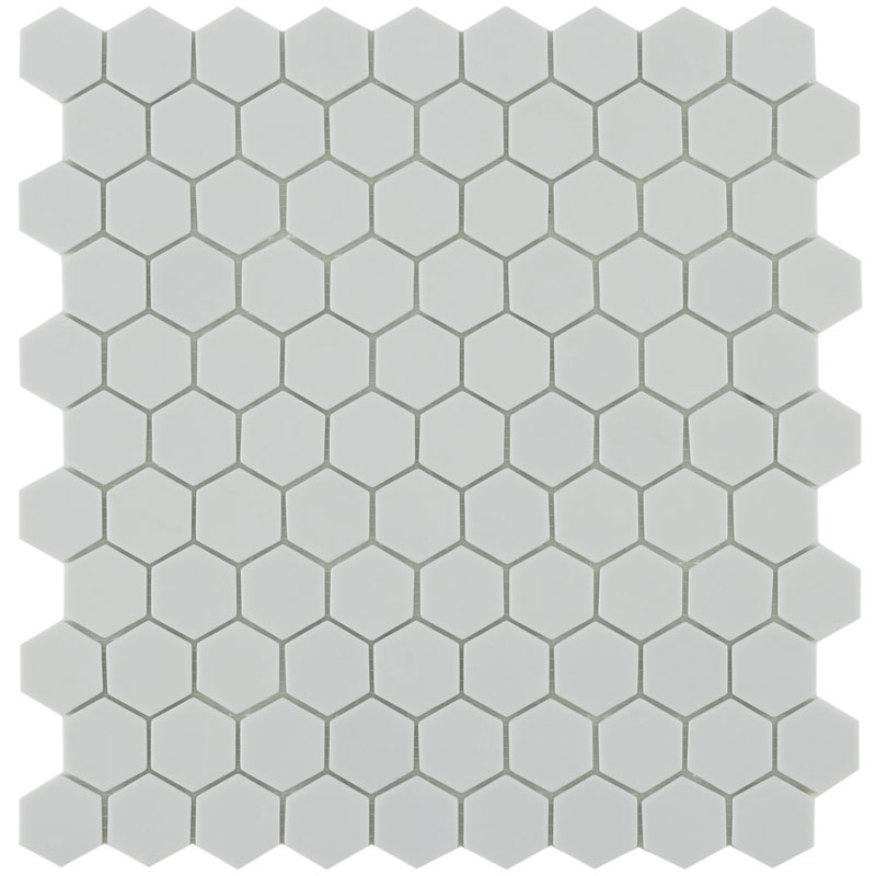 Mosaïque héxagonale verre recyclé grise, 31x32 cm, Nordic light matt grey