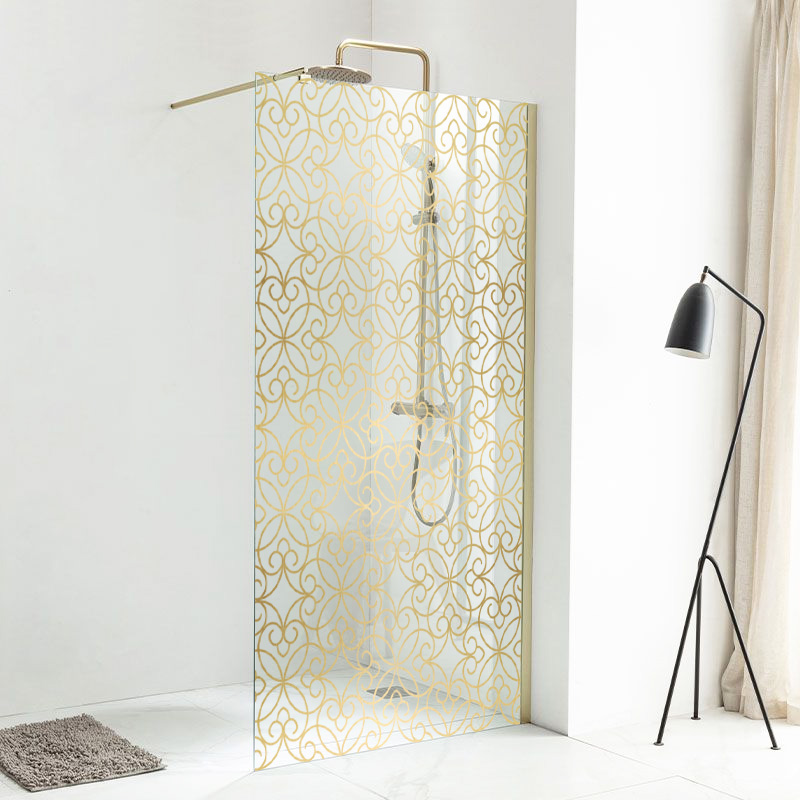 Paroi fixe Sérigraphiée, Profilé Doré Mat, 80, 100, 110cm, Arabesque Altea