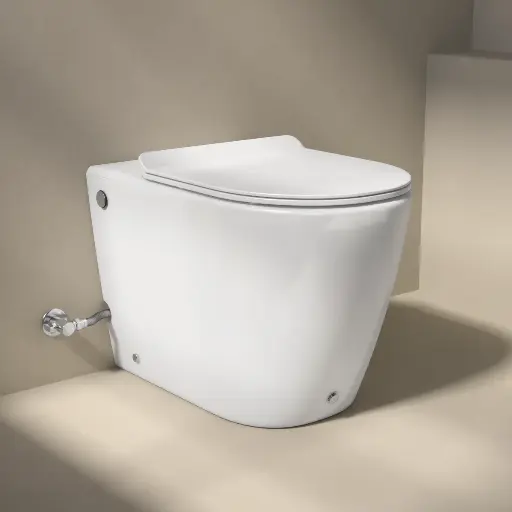 WC à poser blanc brillant ne nécessitant pas de réservoir + abattant Blanc brillant, W3.0 Lucio 2 