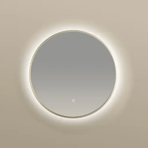 Miroir Rond 50cm rétroéclairage Led et Anti-Buée Doré Mat, Chatelet 