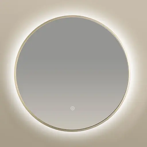 Miroir Rond 80cm rétroéclairage Led et Anti-Buée Doré Mat, Chatelet