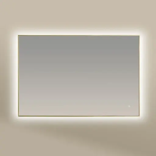 Miroir Rectangulaire 120X80 rétroéclairage Led et Anti-Buée Doré Mat, Châtelet 