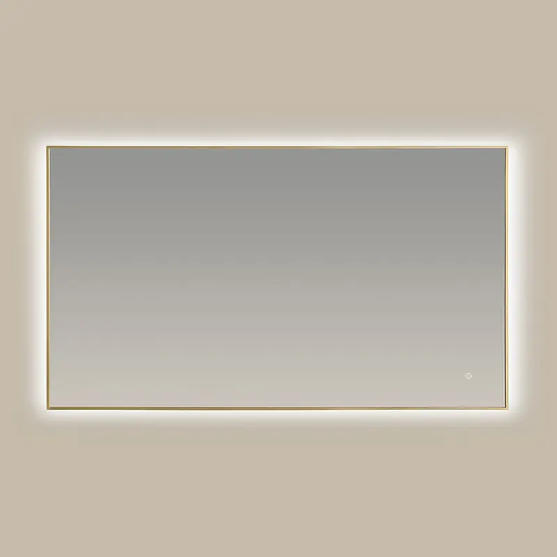 Miroir Rectangulaire 140X80 rétroéclairage Led et Anti-Buee Doré Mat, Châtelet 