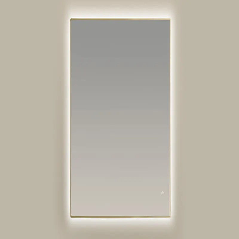 Miroir Rectangulaire 40X80cm rétroéclairage Led et Anti-Buée, Chatelet, Doré mat