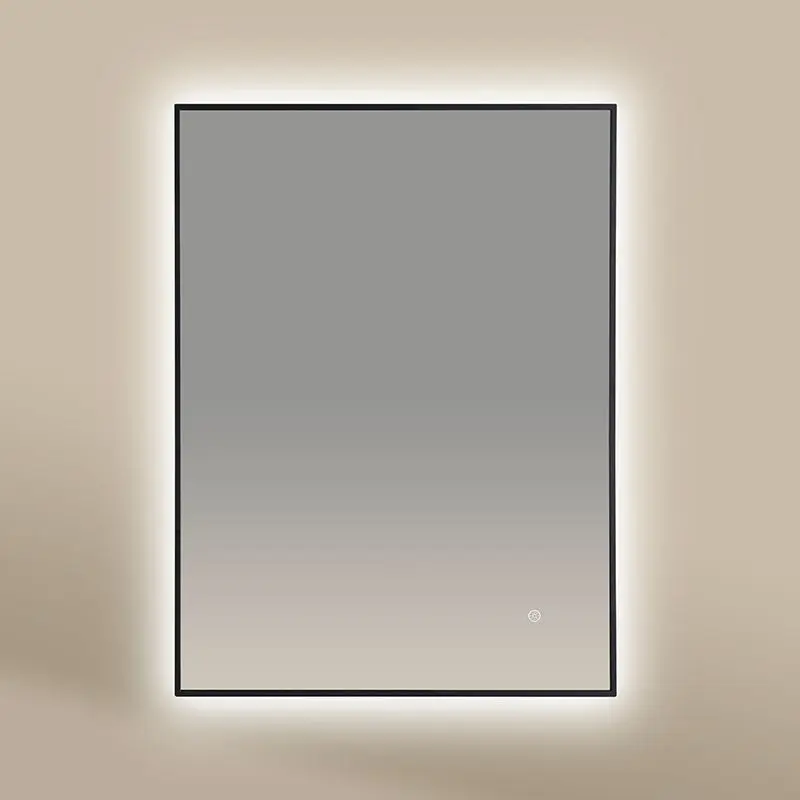 Miroir Rectangulaire 60X80 rétroéclairage Led et Anti-Buée, noir mat, Chatelet