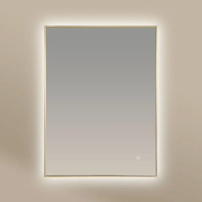 Miroir Rectangulaire 60X80 rétroéclairage Led et Anti-Buée Doré Mat, Chatelet 