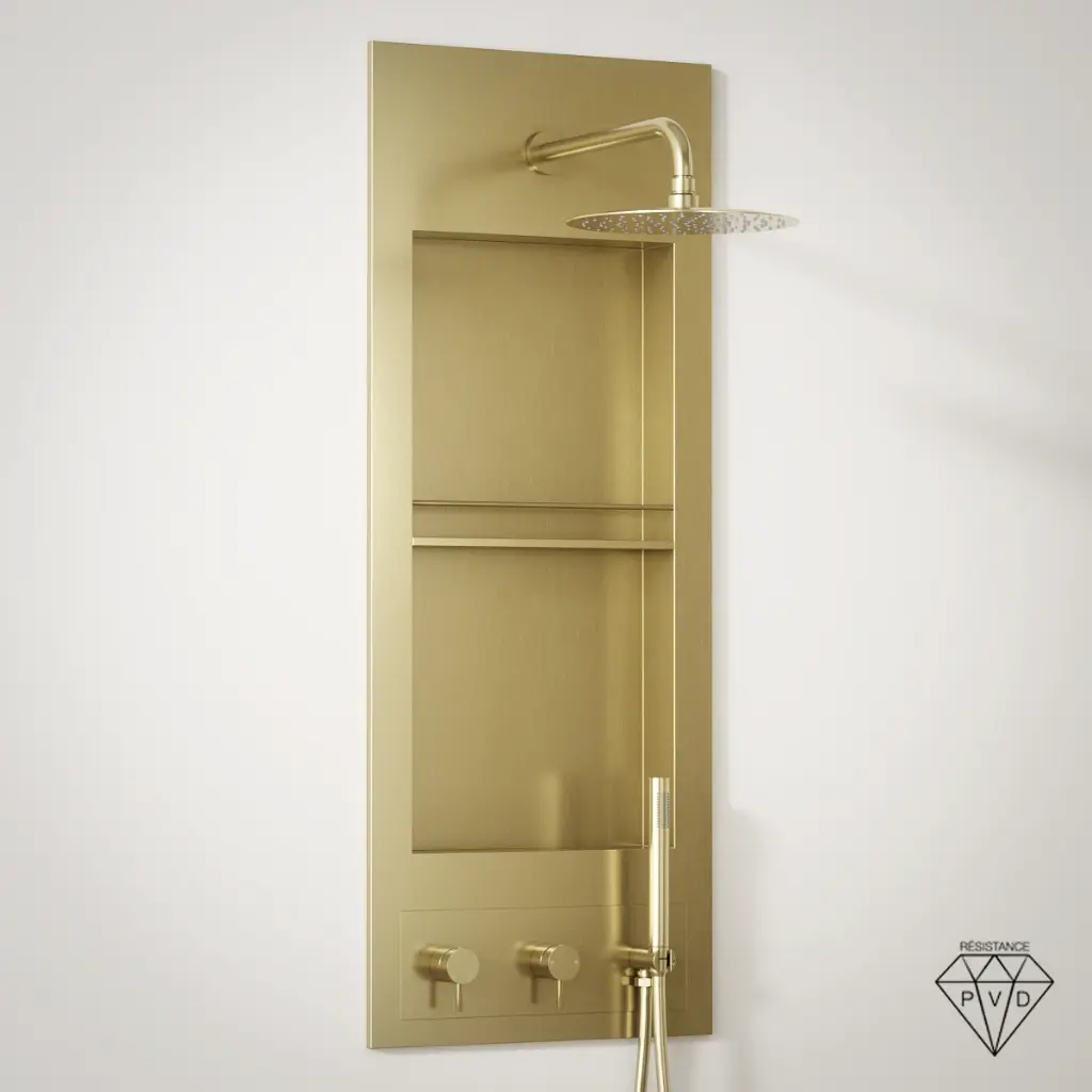 Douche Encastrée avec Niche, Doré Brossé, Châtelet 