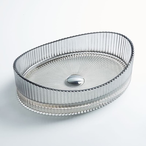 Vasque à poser en verre 50x37.5x14cm Argent, Burano 