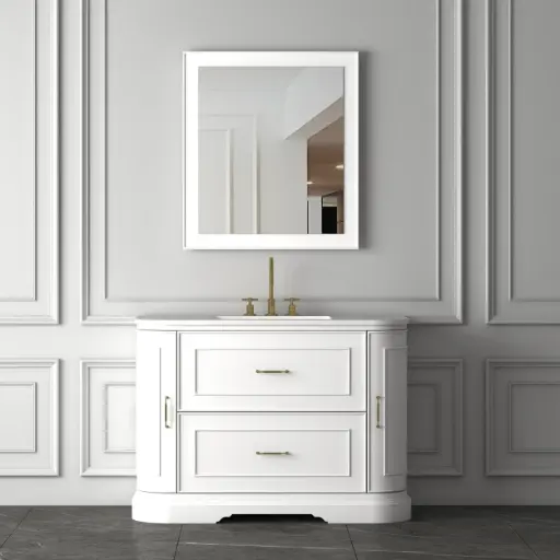 Meuble vasque, à poser 120 cm Blanc mat, Art Deco