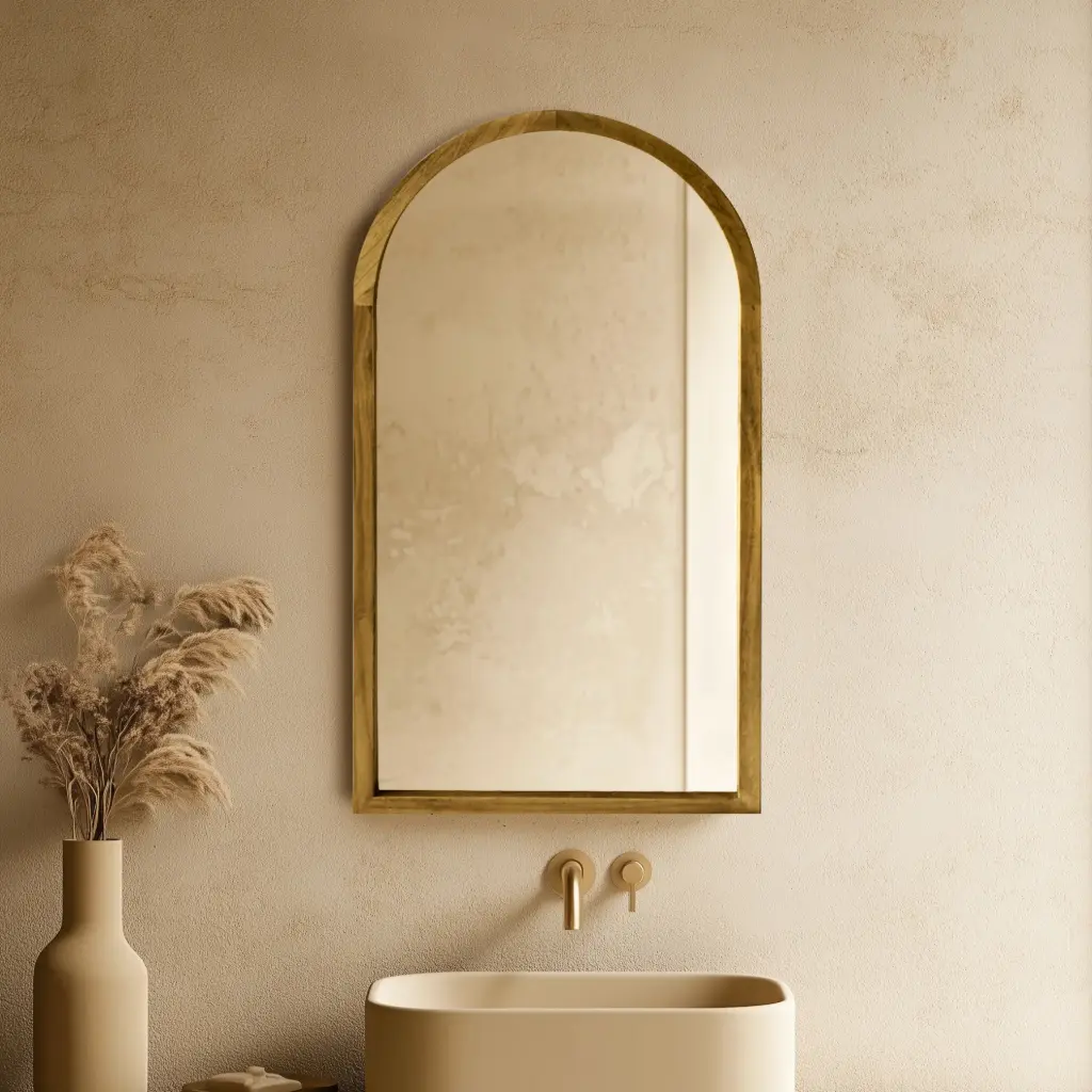 Miroir Demi-lune 55x100cm cadre Chêne, Hikari 