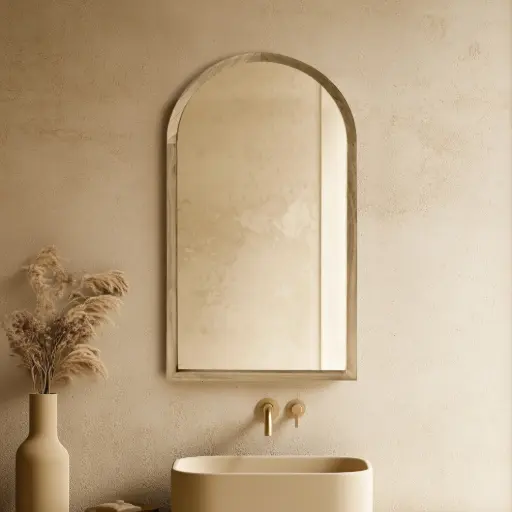 Miroir Demi-lune 55x100cm cadre Chêne, Hikari 
