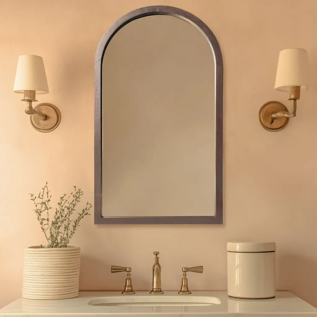 Miroir Demi-lune 55x100cm cadre Noyer, Hikari