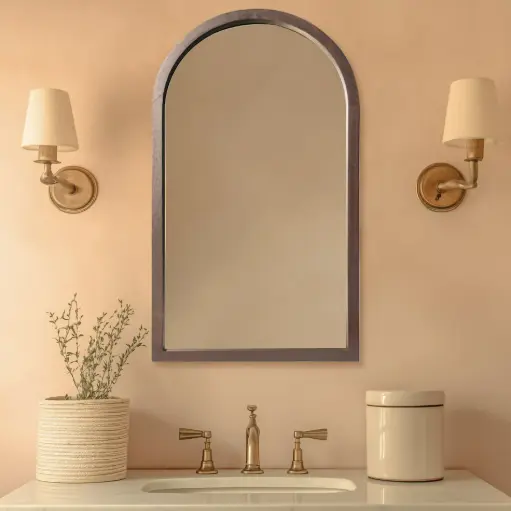 Miroir Demi-lune 55x100cm cadre Noyer, Hikari