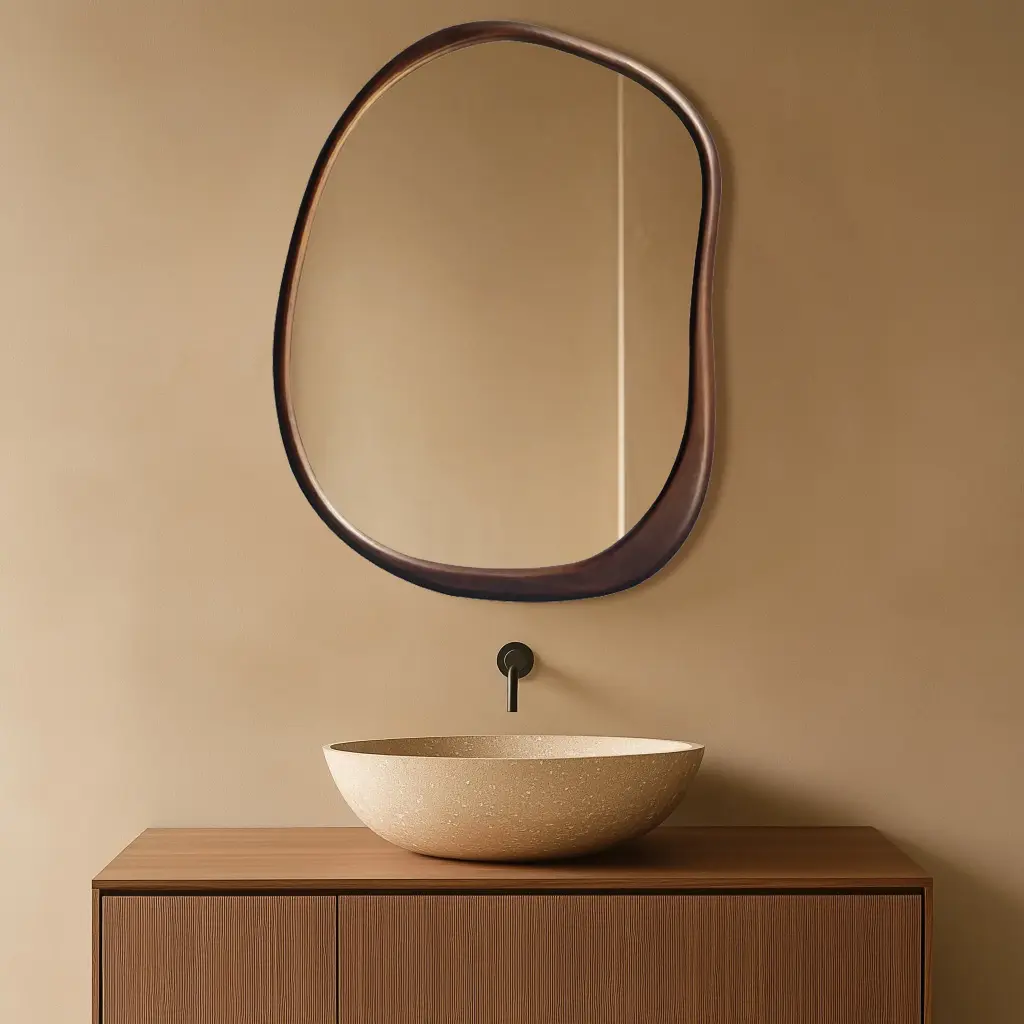Miroir 70x90cm, cadre Noyer, Organic 